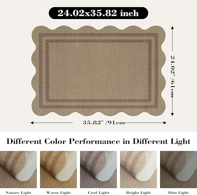 Easy Jute Outdoor Mats for Front Door, 2x3 Small Washable Kitchen Rugs, Farmhouse Brown Throw Rug Non Slip Indoor Outdoor Carpet for Entryway Porch Foyer