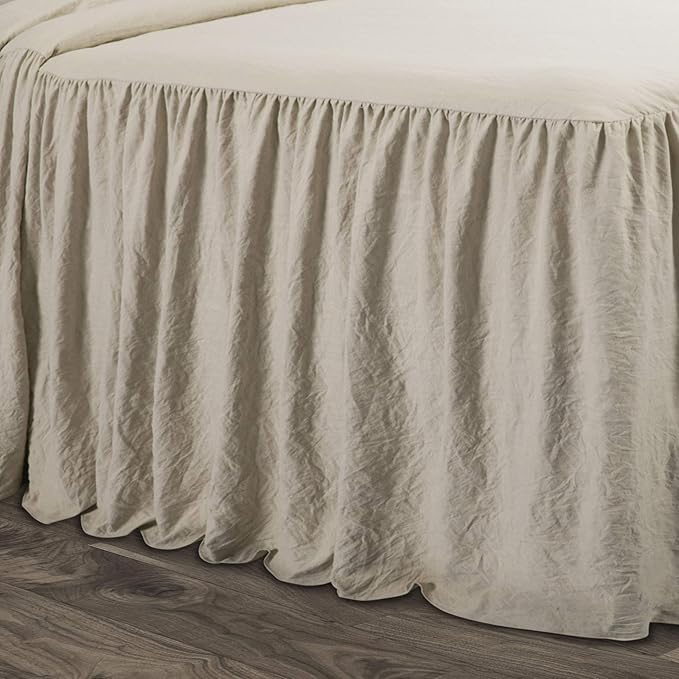 Lush Decor Ruffle Skirt Bedspread Set - 3-Piece Luxurious Farmhouse Bedding - Elegant Ruffle Detail - Timeless Style - Soft Lightweight Sheets - King, Neutral