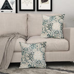Kawani Teal Dahlia Throw Pillow Covers 16x16 Inch Turquoise Geometric Flower Decorative Square Pillow Cases Beige Tan Gray Floral Cushion Covers Farmhouse Home Decor for Sofa Couch Outdoor Set of 2