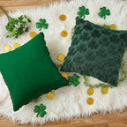 decorUhome St. Patrick’s Day Shamrock Green Pillow Covers 20x20 Inch Set of 2, Soft Plush Faux Wool Throw Pillow Covers, Farmhouse Spring Holiday Decor for Sofa Living Room