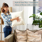 LANE LINEN Polyester Fiber Filled Decorative Cum Throw Pillow Inserts Pack of 2-18 x 18 Inches, Soft & Comfortable Fulffy Filling, Holds Shape Well Over time and use - Dark Grey Cushion Inserts