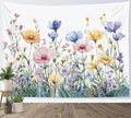 LB Rustic Floral Tapestry for Bedroom Pink Purple Floral Green Plant Tapestry Aesthetic Wildflower Botanical Wall Hanging Tapestries for Living Room College Dorm Wall Decor,92Wx70.5H inches