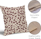Burgundy Floral Pillow Covers 18x18 Set of 2 Vintage Rustic Old Style Cute Small Flower Burgundy Red Cream Print Decorative Outdoor Pillowcases Farmhouse Throw Cushion Case Decor for Couch Sofa Bed