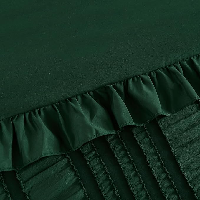 WONGS BEDDING King Size Comforter,Christmas Emerald Green Boho Comforter Set King,Shabby Chic Bedding Set for Bed, 3 Pieces Soft Lightweight Farmhouse Comforter for All Season 104"×90"