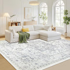 Area Rug 8x10 Washable Area Rugs for Living Room,Bedroom, Dining Room- Ultra Soft Non-Shedding Faux Wool Retro Rugs,Large Vintage Carpets with Non Slip Rubber Backing for Farmhouse Home Office