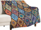 Vintage Bohemian Throw Blanket Colorful Mandala Indian Pattern Blanket for Sofa Bed Couch Chair Or Dorm 50"x60"