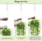 3 Pcs Upgraded Heavy Duty Retractable Plant Hanger,Plant Pulleys for Hanging Plants,Easy to Raise and Lower,Auto Lock,Adjustable Hook for Garden Baskets Pots,Birds Feeder and Grow Lights,White