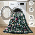 Round Area Rug for Living Room: 4 ft Floral Washable Circle Rug Soft Boho Non-Slip Carpet Indoor Stain Resistant Low Pile Small Circular Rug for Bedroom Entryway Kitchen Nursery Home Office Dark Green