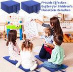 Suzile 12 Pcs 12'' Square Floor Cushions for Kids Classroom Flexible Floor Seating Elementary with Handles Classroom Carpet Cushions for Adults Toddlers Daycare Preschool School(Navy)