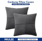 MIULEE Grey Decorative Throw Pillow Covers 20x20 Inch for Couch Bed Sofa Pack of 2 Boho Farmhouse Throw Pillows Soft Cross Corduroy Patchwork Textured Cushion Cases