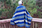 Inca Aztec Throw, Queen, King Blanket | Southwest Indian Navajo Boho Style | Native Cover for Camping, Bedding, Couch, Vanlife | Faux Alpaca, Lightweight, Hypoallergenic (Teal, Queen)