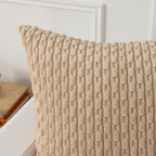 Kevin Textile 16x24 Inch Pillow Cover 1 Pack Boho Decorative Soft Striped Corduroy Lumbar Farmhouse Solid Color Accent Rectangle Cushion Case for Living Room Couch Sofa Bed, Beige