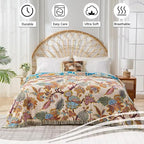 Boho Throw Blanket Farmhouse Decor Throw Blanket Bohemian Blanket for Bed 100% Cotton Muslin Woven Couch Blanket All Seasons Quilt Bedroom (Beige, 80"x90")