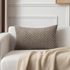 Kevin Textile 14x24 Inch Pillow Cover 1 Pack Boho Decorative Soft Striped Corduroy Lumbar Farmhouse Color Accent Rectangle Cushion Case for Living Room Couch Sofa Bed, Light Brown