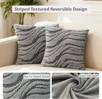 Grey Pillow Covers 20x20 Inches Set of 2,Soft Faux Fur Textured Throw Pillow Covers Boho Geometric Reversible Decorative Pillow Covers Home Decor for Couch Bed Livingroom