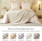 Amélie Home Honeycomb Knit Throw Blanket for Couch, Dual-Sided Soft Chenille Decorative Blankets for Sofa & Chair, 50"x60", Khaki & White