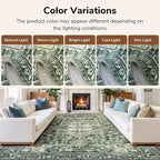 Lessymo Washable 8×10 Green Area Rugs for Living Room, Soft Vintage Boho Rug Non-Slip for Bedroom Dining Room Kitchen, Large Distressed Retro Carpet Stain Resistant for Home Indoor Nursery Office