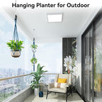USLAI Macrame Plant Hanger Indoor Outdoor, Up to 4-15 inch Pot, Heavy 20lb Planters, Extra Long Strong Hanging Planter Basket Holder, Boho Home Decor, 35+49 Inch, Blue (POTS NOT Included)