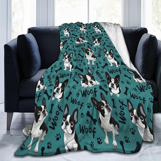 Dog Throw Blanket Soft Flannel Blanket 60"x50" in Bed Blanket Home Decor for Room Sofa Couch All Season
