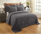 Better Trends Chenille Bedspreads Full/Double Size, Gray 100% Cotton Chenille Stripe Design Tufted Bedding Coverlet Soft Lightweight, 81"x110" 1 Pieces Jullian Collection