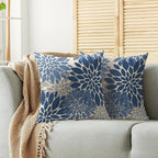 Light Blue Grey Gray Pillow Covers 22X22 Inch Set of 2, Dahlia Flower Spring Summer Floral Cream Decorative Throw Pillow Covers Outdoor Modern Farmhouse Cushion Case for Home Couch Sofa Bed Decor
