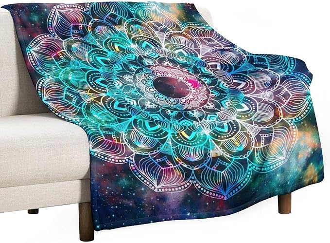 Colorful Mandala Throw Blanket Bohemian Boho Galaxy Blanket for Sofa Bed Couch Chair Or Dorm 30"x40"
