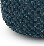 SIMPLIHOME Renee Round Pouf - 20 inch Wide Upholstered Velvet Ottoman in Teal, Boho Footstool or Extra Seating for Living Room or Bedroom with Button-Tufted Pleated Design, Assembled