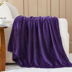 NEWCOSPLAY Super Soft Throw Blanket Dark Purple Premium Silky Flannel Fleece Leaves Pattern Lightweight Bed Blanket All Season Use (Dark Purple, Throw(50"x60"))