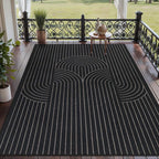 Tangsoo Modern Easy Jute 5x7 Area Rug for Living Room,Black Thin Washable Rug Non Slip Rubber Backing Indoor Outdoor Carpet,Farmhouse Throw Mat for Office Bedroom Backyard