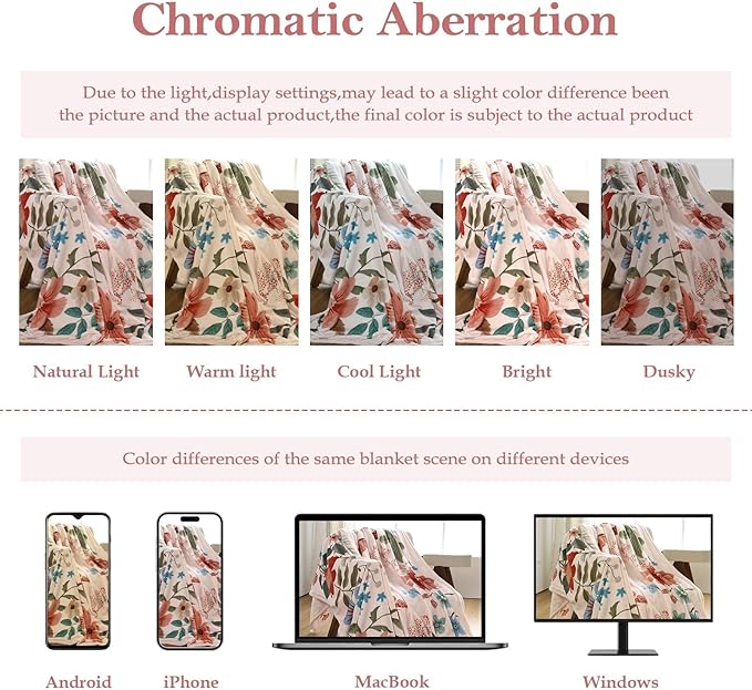 Lahome Floral Fleece Blanket for Women Girls Dorm Boho Decor, Small Throw Blanket for Couch Bed Chair Cover, Decorative Fleece Blanket Throws Mom Gift Spring Home Decor, Border Flower Pink 60x80