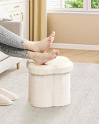 B FSOBEIIALEO Storage Ottoman Cube, Flowers Shaped Ottomans with Storage Foot Stool Footrest for Lving Room, Boucle Ottoman Seat for Dorm Room,Faux Teddy Fur,White 12.6"x12.6"x12.6"