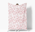Floral Fuzzy Blanket Red Floral Throw Blanket, Botanical Flowers Blankets, Soft, Flannel, Warm, Boho Flowers Bed Blankets All Season for Couch Bedroom Living Room 60X90 Inch