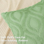 decorUhome Cozy Textured Throw Pillow Covers 18x18 Inch Set of 2, Soft Plush Faux Wool Light Sage Green Accent Couch Pillow Covers for Modern Farmhouse Sofa Bed Living Room