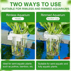 2025 New Upgraded Large Aquarium Plant Holder with 1.57-inch Extension Hooks and Suction Cups for Fish Tank Aquaponic Plant Cultivation and Aquascape Accessories Decorations (4 PCS) Transparent