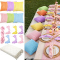 91 x 71 Extra Large Outdoor Boho Picnic Blanket with Pastel Table Runner, 6 Throw Pillow Covers 6 Napkins Woven Cotton Yarn Oversize Beach Blanket Washable Picnic Camp Wedding