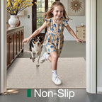 LUMI Ultra Thin Indoor Door Mat for Entrance 48"x72", Non Slip Entryway Mat, Low Profile Doormat, Unique Herringbone Design Carpet for Inside, Patio, Porch, Beige