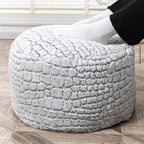 Asuprui Pouf Ottoman Unstuffed Floor Poof Seat Pouf Ottoman Foot Rest Soft Foot Stool 20x20x12 Inches Fuzzy Chair Floor Chair Foot Rest with Storage for Living Room Bedroom Snow Gray