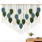 KHOYIME Macrame Wall Hanging Large Boho Home Decor, Bohemian Leaves Tapestry Modern Handmade Yarn Woven Feather Leaf Chic Wall Art Decorations for Bedroom Living Room Nursery Backdrop 51.5"W X 33.5"L