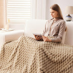 NEWCOSPLAY Super Soft Queen Blanket Brown Premium Silky Flannel Fleece 3D Clouds Stylish Jacquard Lightweight Bed Blanket All Season Use 350GSM (Brown, Queen(90"x90"))