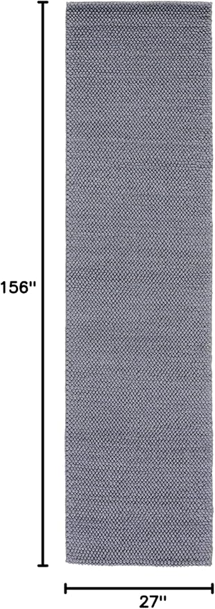 SAFAVIEH Natura Collection Runner Rug - 2'3" x 13', Dark Grey, Handmade Wool Blend, Textured Design, Ideal for Hallway, Bedroom, Foyer (NAT425H)