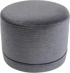 Thgonwid Corduroy Stuffed Round Pouf Ottoman, Foot Stool with One-Piece Cut High-Density Memory Foam, Furry and Fluffy Footstool, Compact Pouf Footrest for Living Room Bedroom, 17"x13", Deep Grey