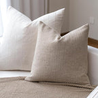 Decorative Neutral Throw Pillow Covers 18x18 Farmhouse Pillow Covers Cotton Stripe Cushion Covers Home Decor for Sofa Couch Living Room Bedroom 1PC, Waffle