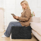 Fluffy Square Ottoman Pouf with All-in-One Foam Filling 20 x 14 Inches Furry Ottoman Foot Rest Foot Stool for Living Room or Bedroom (Gray)