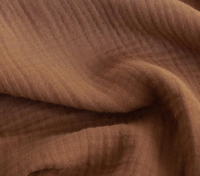 FOSSA Muslin Blanket with Fringe - 4-Layer 100% Cotton Gauze Super Soft & Breathable Throw -Lightweight Decorative Cooling Blanket for Bed, Sofa, Office (Dark Orange, Throw (60" × 50"))