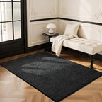 Softlife Faux Jute Washable Area Rug for Front Door Entryway, 3x5 Indoor Non Slip Small Mat for Kictchen Entry Bathroom, Small Solid Boho Natural Rugs for Inside Entrance Hallway, Black
