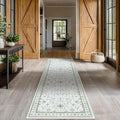 Oushak 3x12 Wide Hallway Runner Rug - Vintage Turkish Floral, Washable Low Pile Non Slip 12ft Long Runners for Large Kitchen, Hall Way - Light Blue and Green