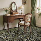 GarveeHome 6x9 Area Rugs Washable Rugs for Living Room, Boho Vintage Rug Non Slip Low Pile Stain Resistance Indoor Soft Large Carpet for Bedroom Dining Room Office Green Black