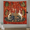 FEASRT European Medieval Royal Tapestry - Maiden and Unicorn, 90x84 Inches Soft Flannelette, for Decorative Wall Art Collection