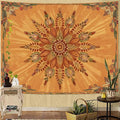 Accnicc Boho Floral Mandala Tapestry for Bedroom Bohemian Flower Wall Tapestry Aesthetic Small Vintage Orange Hippie Indian Tapestries Wall Hanging for Living Room Dorm Decor 60 x 44 Inch