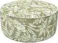 LVTXIII Inflatable Stool Ottoman Footrest with Handle, Decorative Fade-Resistant Foot Stool, Indoor or Outdoor Pouf for Home Garden and Camping Use, D21 x W 21 x H9, Tropical Leaf Green